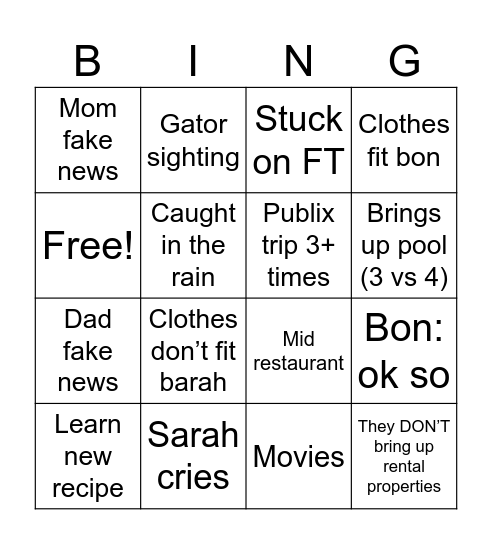 Florida May 2026 Bingo Card