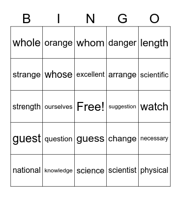7.4 BINGO Card