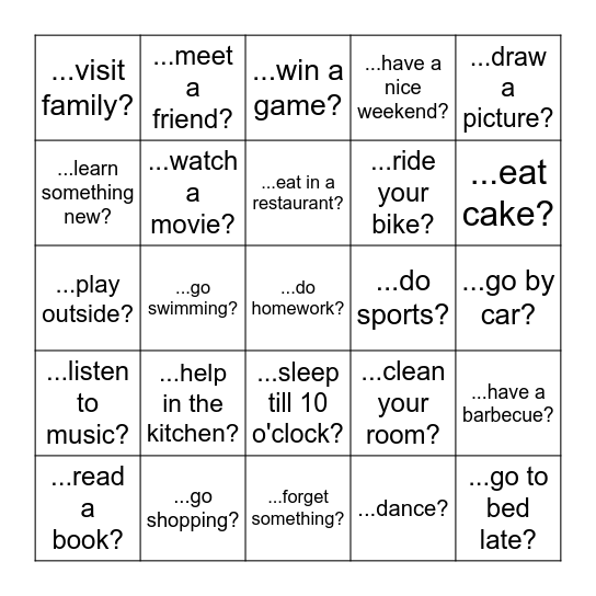 Did you... ? Bingo Card