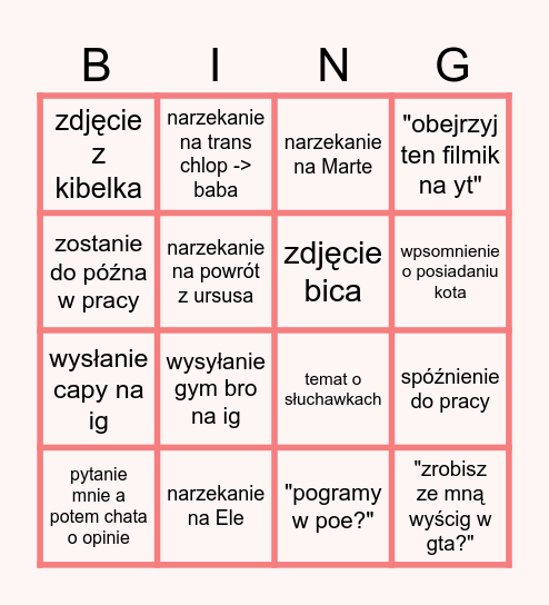 BINGO BOB Bingo Card