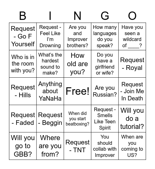 Taras Livechat Beaver Bingo Card