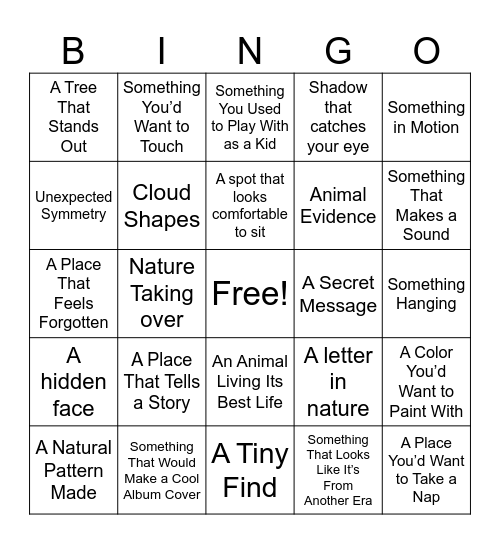 Outdoor Bingo Card