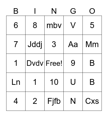Test Bingo Card