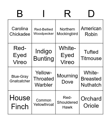 Bird Bingo Card