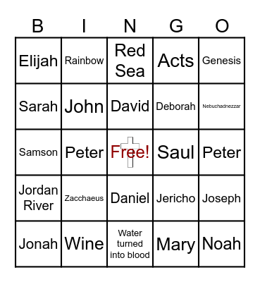 Bible Bingo Card
