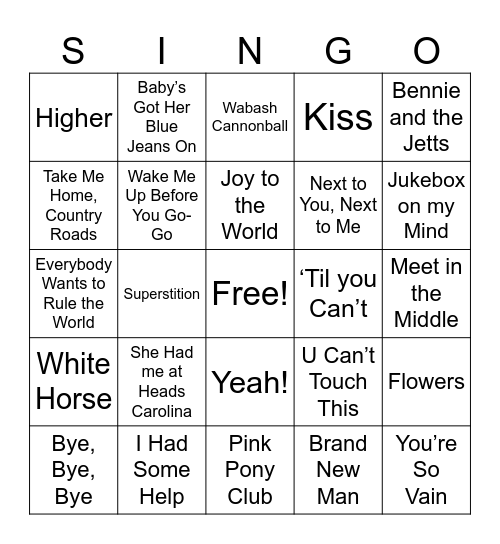 mitchells thru the decades Bingo Card