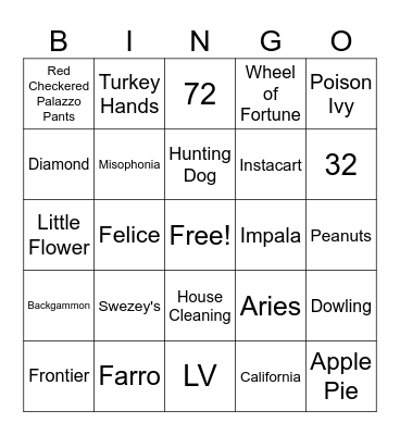 Mary's Birthday Bingo Card