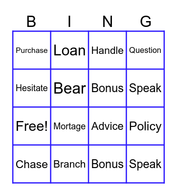 Vocabulary Bingo Card