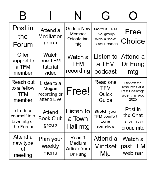 TFM Bingo! Bingo Card