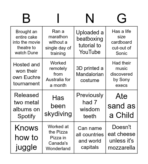 Connor Birthday Bingo Card