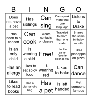 Get to know Bingo Card