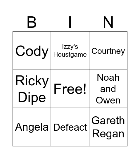 Total DramaRama Bingo Card