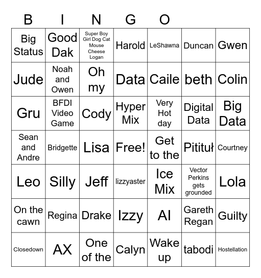 Total DramaRama Bingo Card
