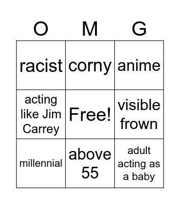 Cringe Bingo Card