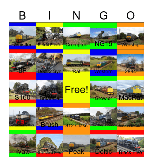 Where to See the Best of British Engines Bingo Card