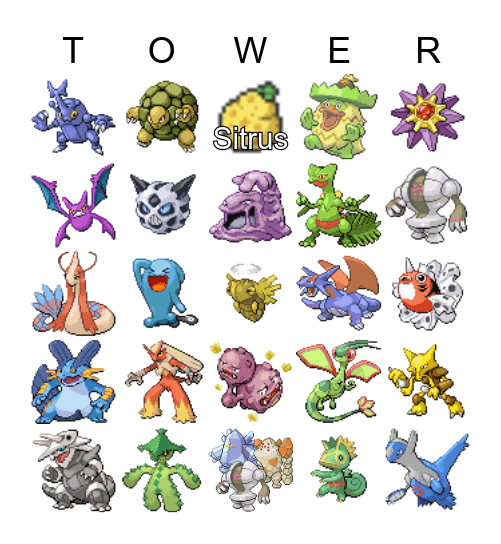 Pokemon Ruby Sapphire Battle Tower Lv.50 Bingo Card