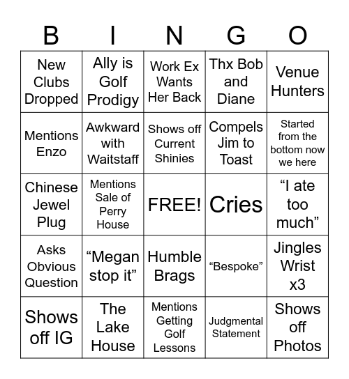 Megan-isms Bingo Card