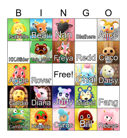 Animal Crossing Bingo Card