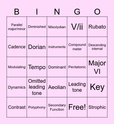 AP Theory Bingo Card