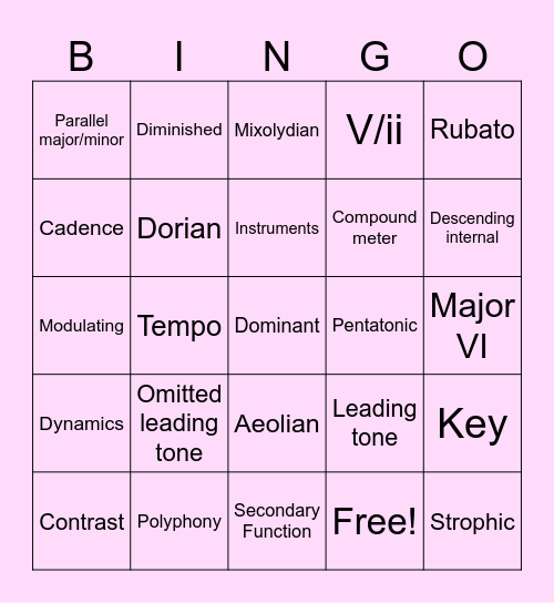 AP Theory Bingo Card