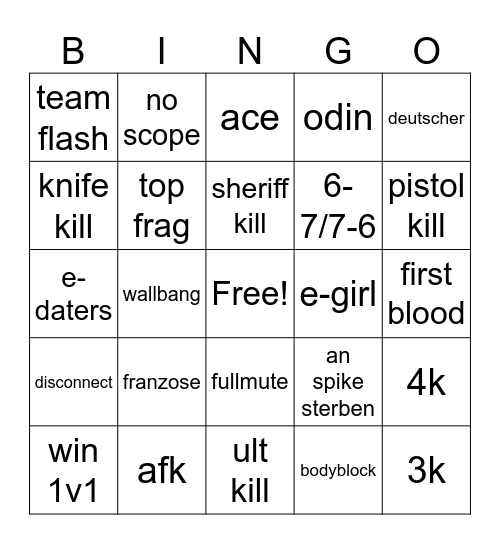 valo Bingo Card