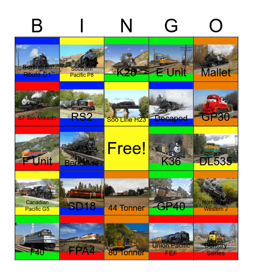 Where to See the Best of North American Engines Bingo Card