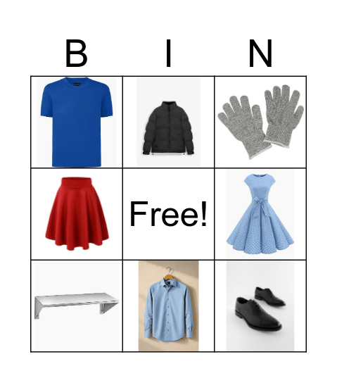 Clothes Bingo Card
