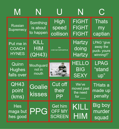 MN UNCTION H*CKEY Bingo Card