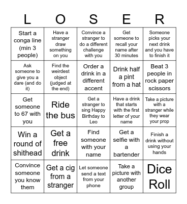 Leo is a Terrible Influence Bingo Card