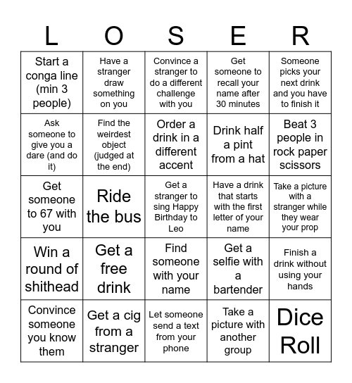 Leo is a Terrible Influence Bingo Card