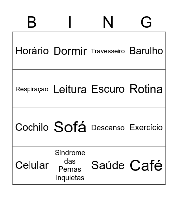 Bingo do Sono Saudável Bingo Card