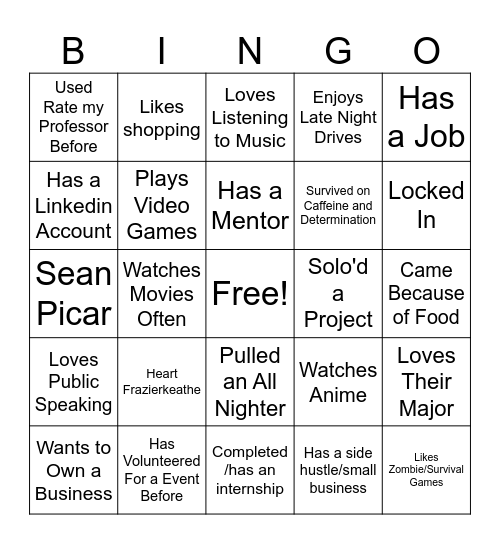 Next Generation Leadership Bingo Card