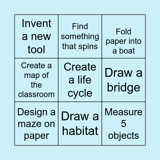 STEM BINGO 3-5 Bingo Card