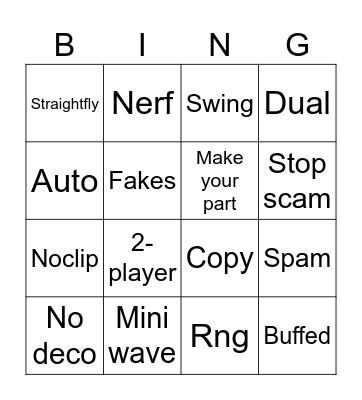 Geometry Dash Recent Tab Bingo Card