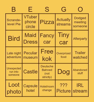UNSAFE BINGO Card