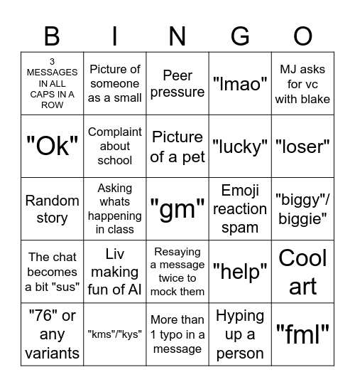 Groupchat Bingo Card