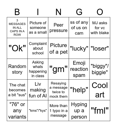 Groupchat Bingo Card