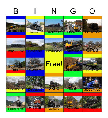 Railroads that I would like to take a photograph at the Wildlife and Livestock one day Bingo Card