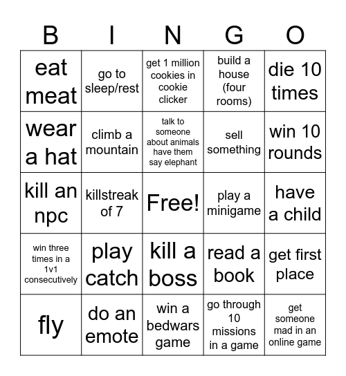 BINGOFF Bingo Card