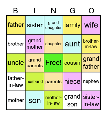 MY FAMILY Bingo Card