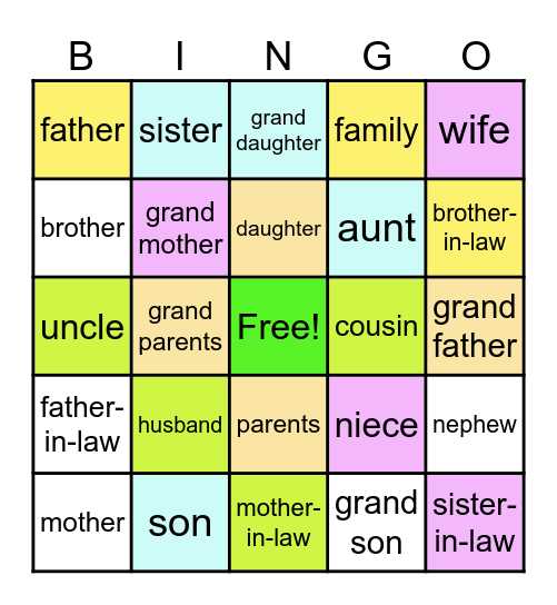 MY FAMILY Bingo Card