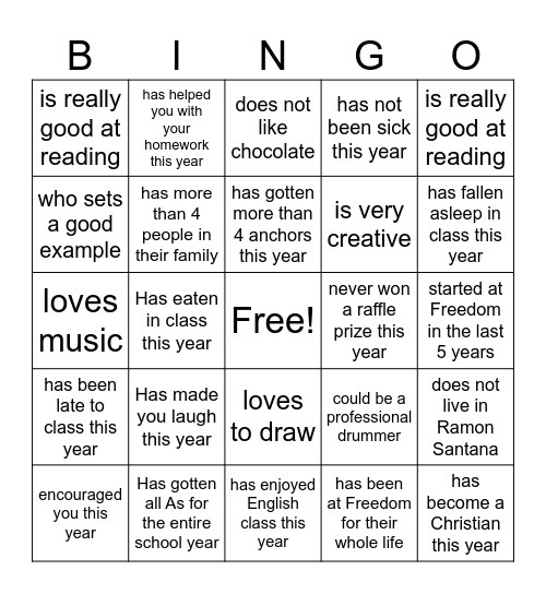 Find Someone Who Bingo Card