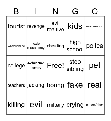 reddit story Bingo Card