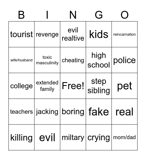 reddit story Bingo Card