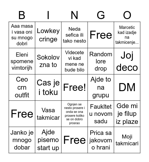 Stisa bingo Card