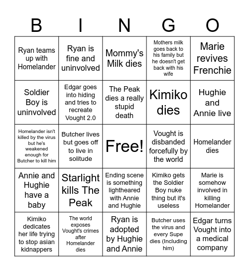 Final Episode Theories Bingo Card