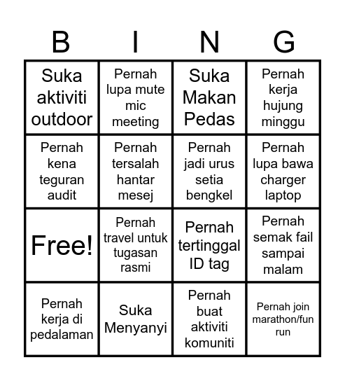 Human Bingo Card