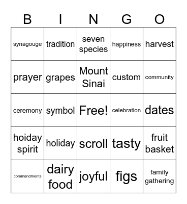 Shavuot Bingo Card