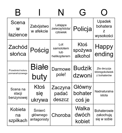 Filmowe Bingo 1 Bingo Card