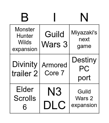 SGF26 Bingo Card